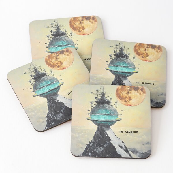 Item preview, JUST OBSERVING - Futuristic Mountain Research Station designed and sold by Modern Nest Art.