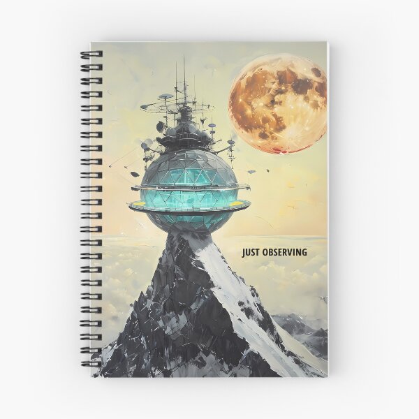 Item preview, JUST OBSERVING - Futuristic Mountain Research Station designed and sold by Modern Nest Art.