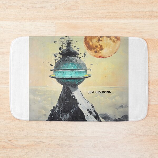 Item preview, JUST OBSERVING - Futuristic Mountain Research Station designed and sold by Modern Nest Art.
