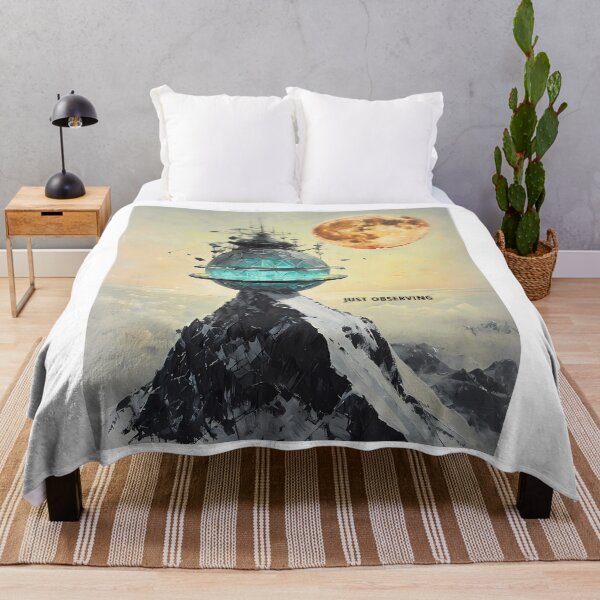 Item preview, JUST OBSERVING - Futuristic Mountain Research Station designed and sold by Modern Nest Art.