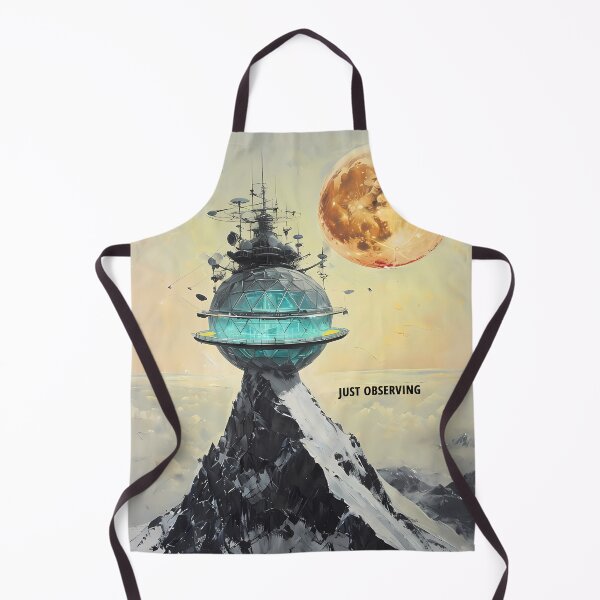 Item preview, JUST OBSERVING - Futuristic Mountain Research Station designed and sold by Modern Nest Art.