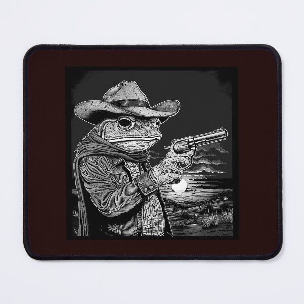 Item preview, Black and White Cowboy Frog with Revolver | Western Toad Gunslinger Art designed and sold by inkoutninja.