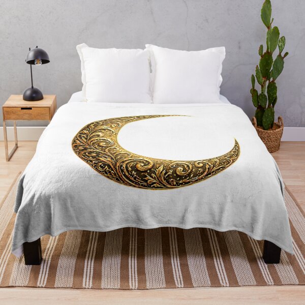 Item preview, Ornate Golden Crescent Moon - Vintage Celestial Filigree designed and sold by chattsuede.