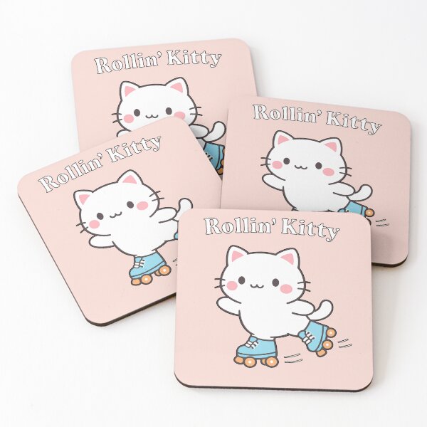 Item preview, Rollin' Kitty Cute Cat on Roller Skates Kawaii Style designed and sold by Owcomm.