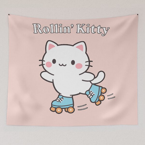 Item preview, Rollin' Kitty Cute Cat on Roller Skates Kawaii Style designed and sold by Owcomm.