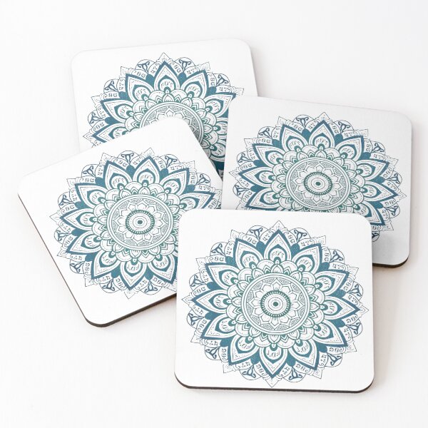 Item preview, Intricate Teal Mandala Resist Pattern Spiritual Meditation Zen Yoga Studio Decor Art designed and sold by stellarofsea.