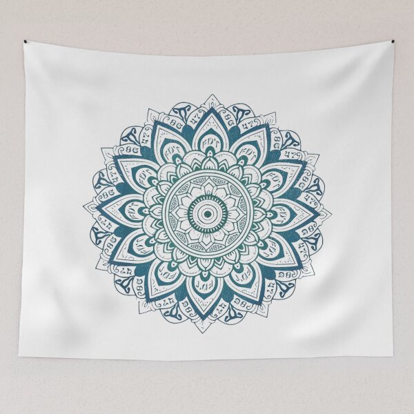 Item preview, Intricate Teal Mandala Resist Pattern Spiritual Meditation Zen Yoga Studio Decor Art designed and sold by stellarofsea.