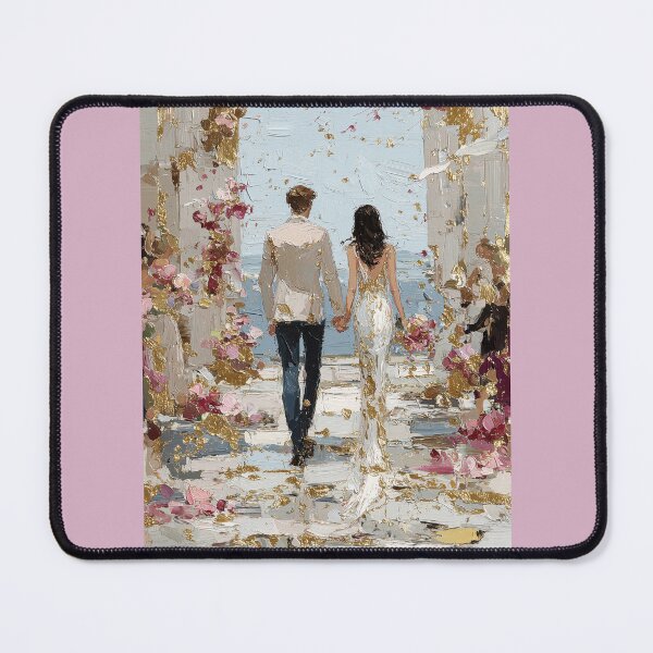 Item preview, Romantic Couple Beach Walk with Gold Leaf Accents designed and sold by colorful-white.