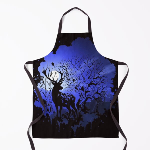 Item preview, Majestic Blue Moonlight Deer Forest Silhouette Art designed and sold by LayercraftArt.