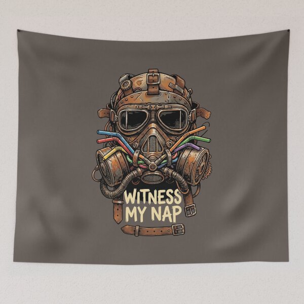 Item preview, Post-Apocalyptic Dieselpunk Gas Mask Nap Quote designed and sold by SplashTastic.