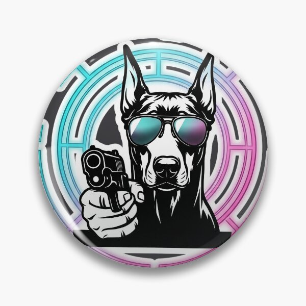 Item preview, Badass Cyberpunk Doberman with Neon Tech Halo designed and sold by rygenr8.
