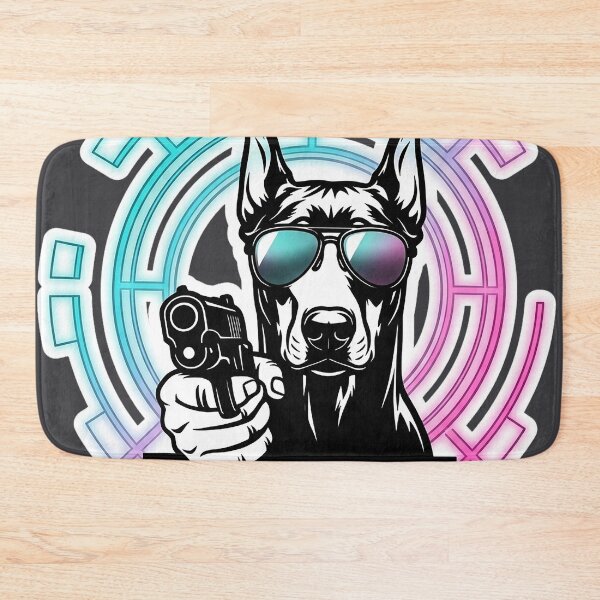 Item preview, Badass Cyberpunk Doberman with Neon Tech Halo designed and sold by rygenr8.