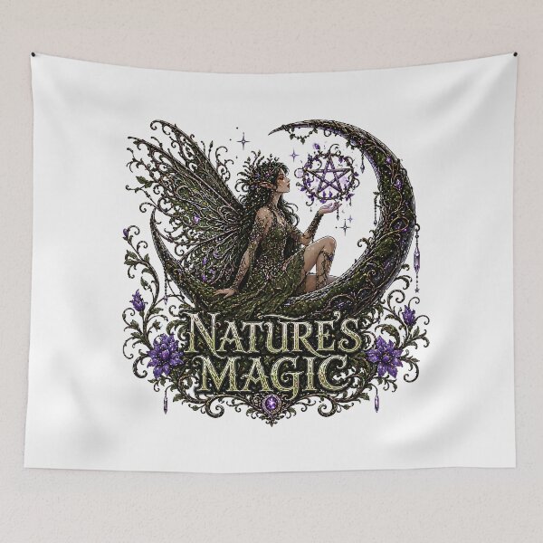 Item preview, Nature's Magic Fairy Pentagram Mystical Moon designed and sold by chattsuede.