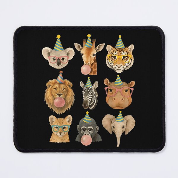 Item preview, Cute Party Animals Wearing Glasses Blowing Bubblegum Safari Birthday Celebration Art designed and sold by playrify.