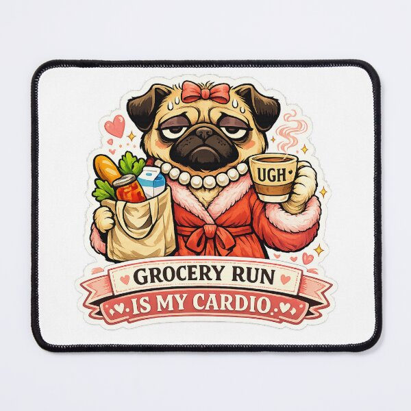 Item preview, Funny Pug Mom Gift Tired Dog Mom Grocery Humor designed and sold by Gentlestate.