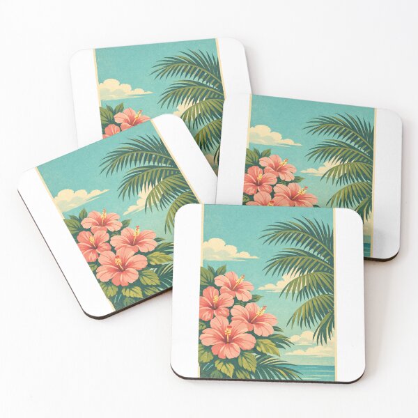 Item preview, Tropical Paradise Vintage Hibiscus and Palm Retro Poster Art designed and sold by Owcomm.
