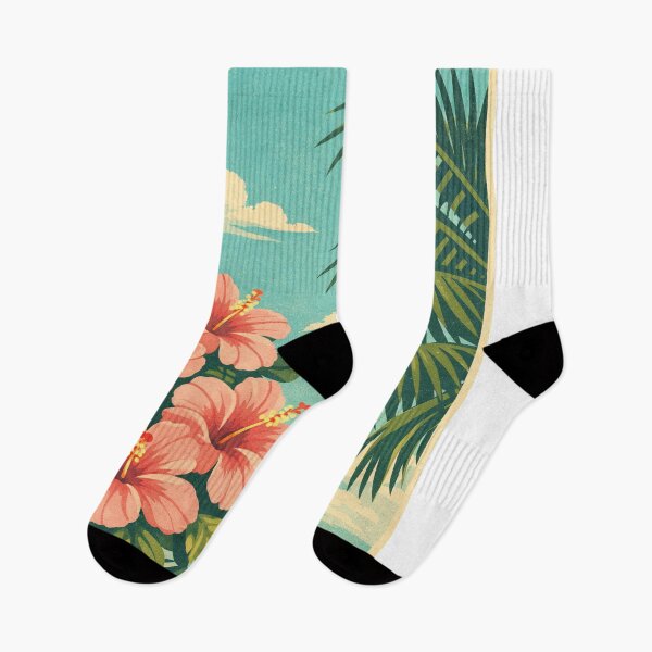 Item preview, Tropical Paradise Vintage Hibiscus and Palm Retro Poster Art designed and sold by Owcomm.
