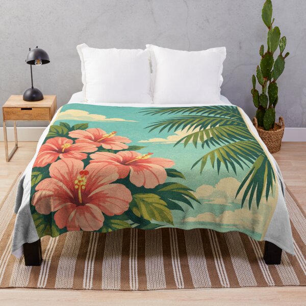 Item preview, Tropical Paradise Vintage Hibiscus and Palm Retro Poster Art designed and sold by Owcomm.