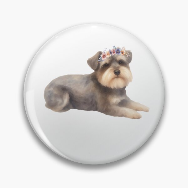 Artikelvorschau, Aquarell-Zwergschnauzer mit Blumenkranz entworfen und verkauft von SunnyBatch.