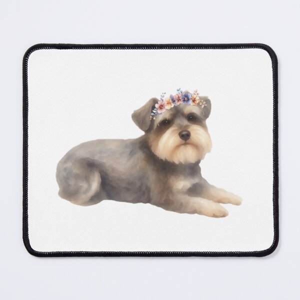 Item preview, Watercolor Miniature Schnauzer with Flower Crown designed and sold by SunnyBatch.