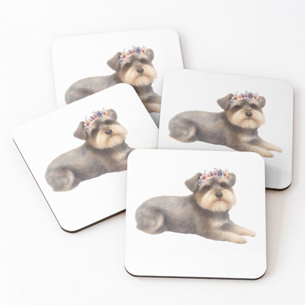 Item preview, Watercolor Miniature Schnauzer with Flower Crown designed and sold by SunnyBatch.