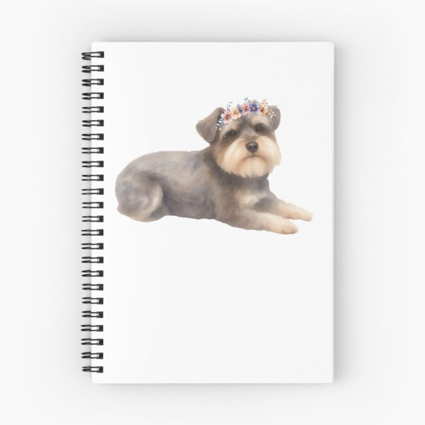 Artikelvorschau, Aquarell-Zwergschnauzer mit Blumenkranz entworfen und verkauft von SunnyBatch.