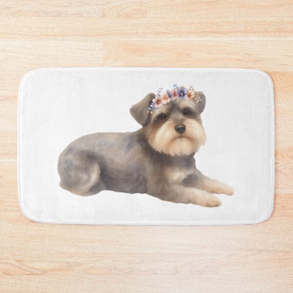 Item preview, Watercolor Miniature Schnauzer with Flower Crown designed and sold by SunnyBatch.