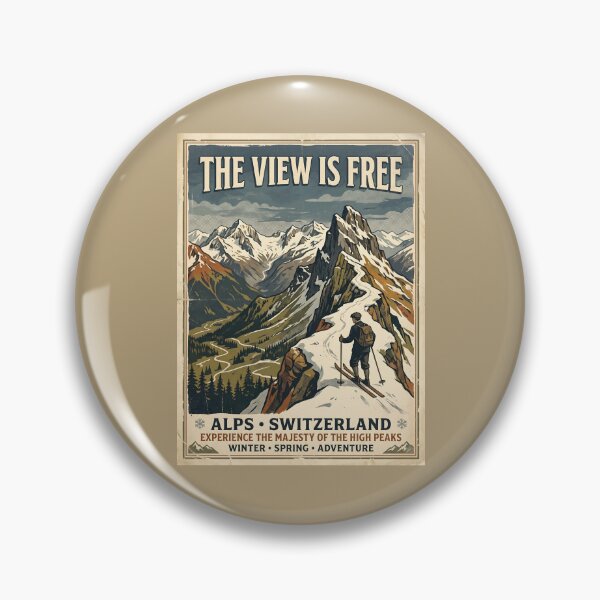 Item preview, Vintage Swiss Alps Mountain Travel Illustration designed and sold by SplashTastic.