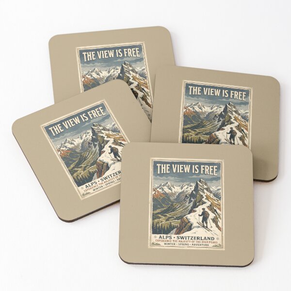 Item preview, Vintage Swiss Alps Mountain Travel Illustration designed and sold by SplashTastic.