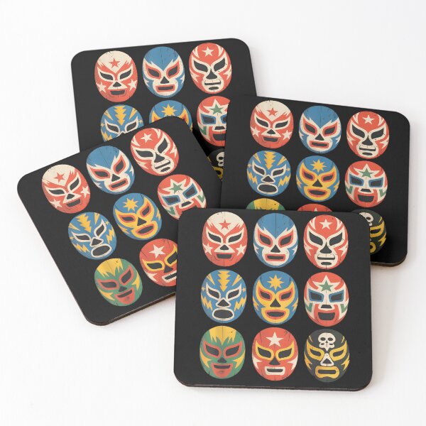 Item preview, Vintage Lucha Libre Mexican Wrestling Masks Collection Colorful Retro Fighter Art designed and sold by ashenz.