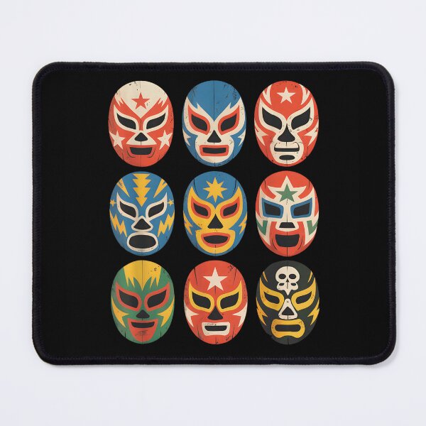 Item preview, Vintage Lucha Libre Mexican Wrestling Masks Collection Colorful Retro Fighter Art designed and sold by ashenz.