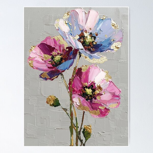 Item preview, Vibrant Floral Impasto Painting with Gold Leaf designed and sold by colorful-white.