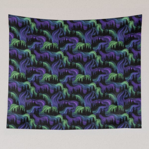 Item preview, Northern Lights Forest Aurora Borealis Night Sky designed and sold by NicolasGlowArt.