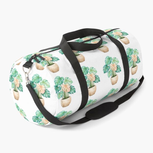 Item preview, Golden Monstera Plant Watercolor Teal and Pink Tropical Leaves in Stone Pot designed and sold by Owcomm.