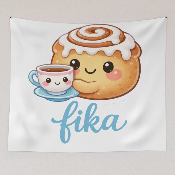 Item preview, Fika Swedish Coffee Break Cute Cinnamon Roll and Coffee Cup Kawaii designed and sold by Owcomm.