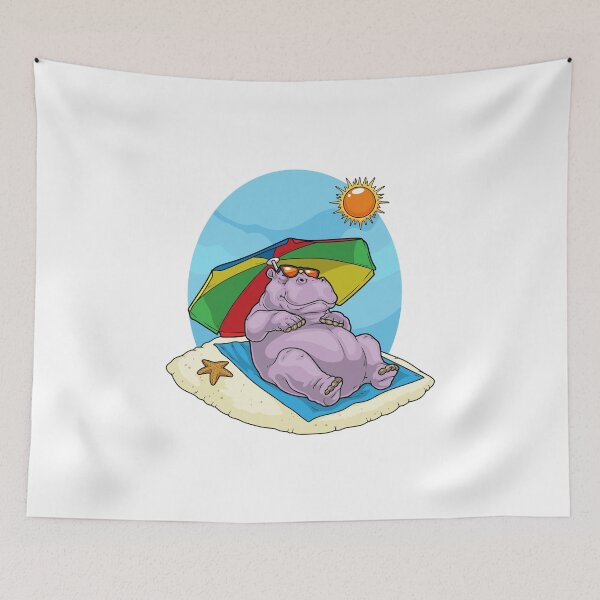 Item preview, Hippo Beach Parasol Summer designed and sold by Snabdesign84.
