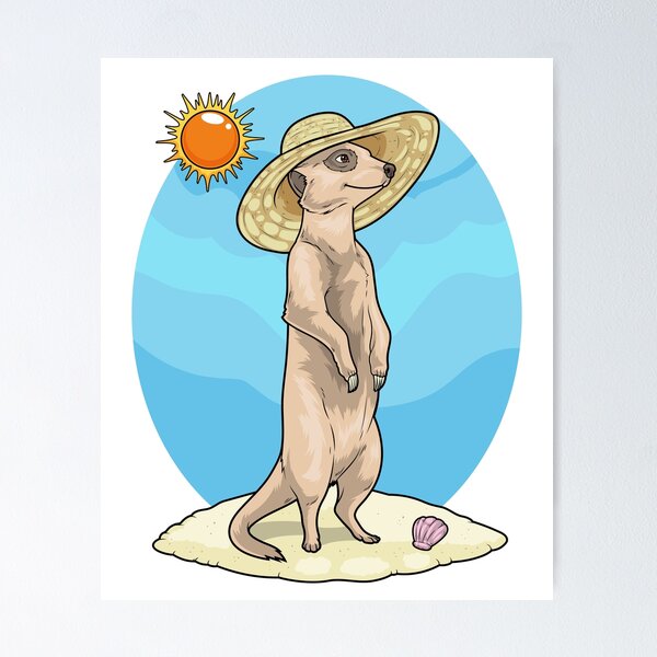 Item preview, Meerkat Beach Straw hat Summer designed and sold by Snabdesign84.