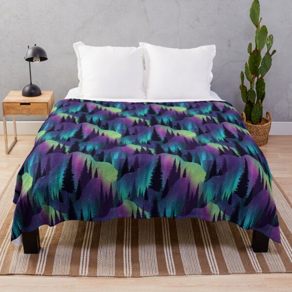Item preview, Aurora Borealis Forest Starry Night Landscape designed and sold by NicolasGlowArt.
