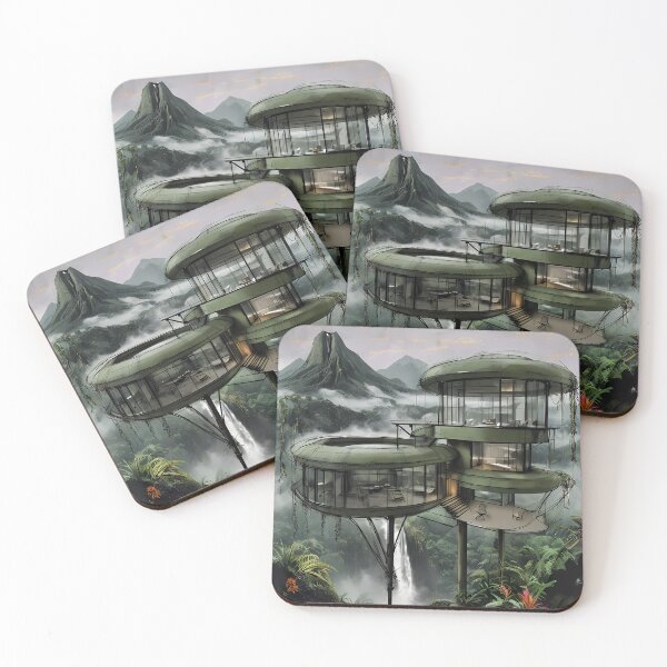 Item preview, BILLIONAIRE HIDEAWAY - Futuristic Jungle Villa Sketch designed and sold by Modern Nest Art.