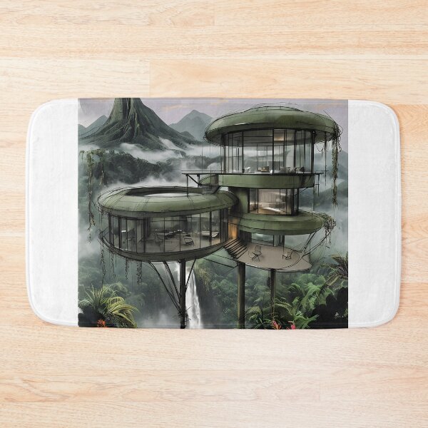 Item preview, BILLIONAIRE HIDEAWAY - Futuristic Jungle Villa Sketch designed and sold by Modern Nest Art.
