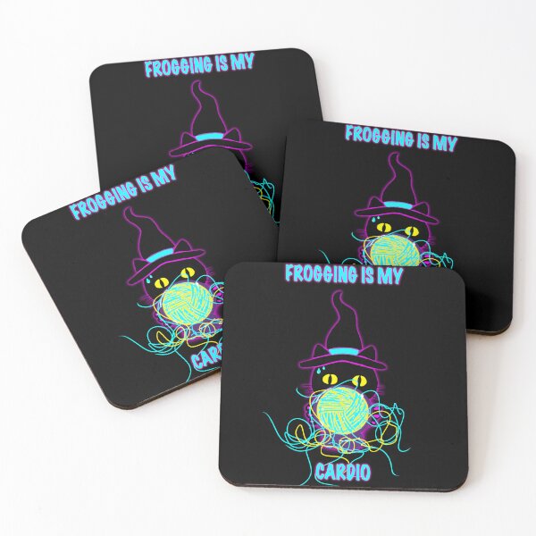 Item preview, Frogging Is My Cardio – Funny Knitting Cat Shirt, Yarn Chaos Neon Design designed and sold by ArtyWares.