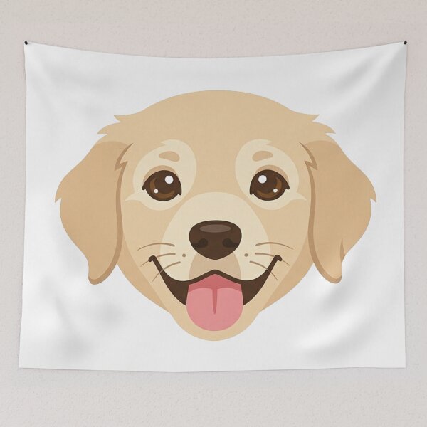 Item preview, Happy Golden Retriever Puppy Face Smiling Dog with Tongue Out Cute Illustrated Portrait designed and sold by Owcomm.