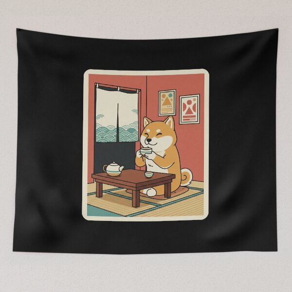 Item preview, Shiba Inu Tea Time Cozy Japanese Room designed and sold by JordynLadukeg65.