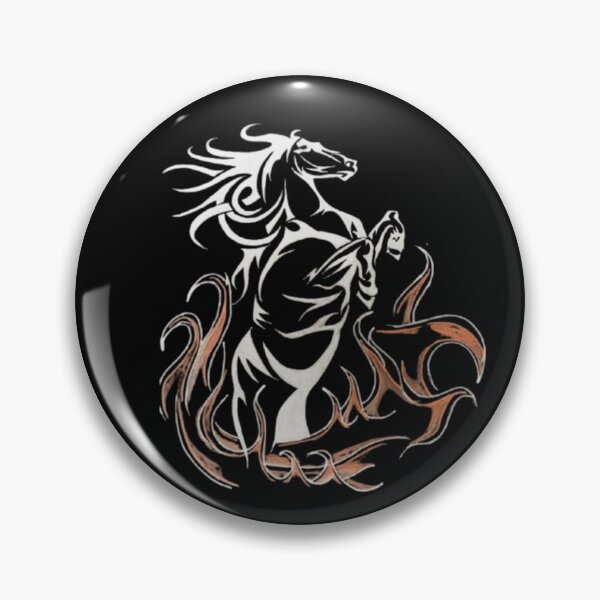 Item preview, Tribal Rearing Horse Flame Dark Ink Art Black Gold Design designed and sold by silversketchh.