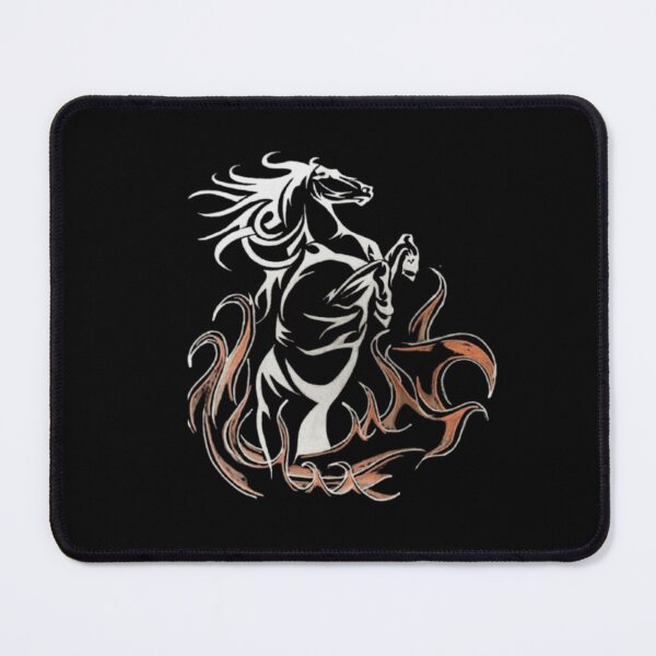 Item preview, Tribal Rearing Horse Flame Dark Ink Art Black Gold Design designed and sold by silversketchh.