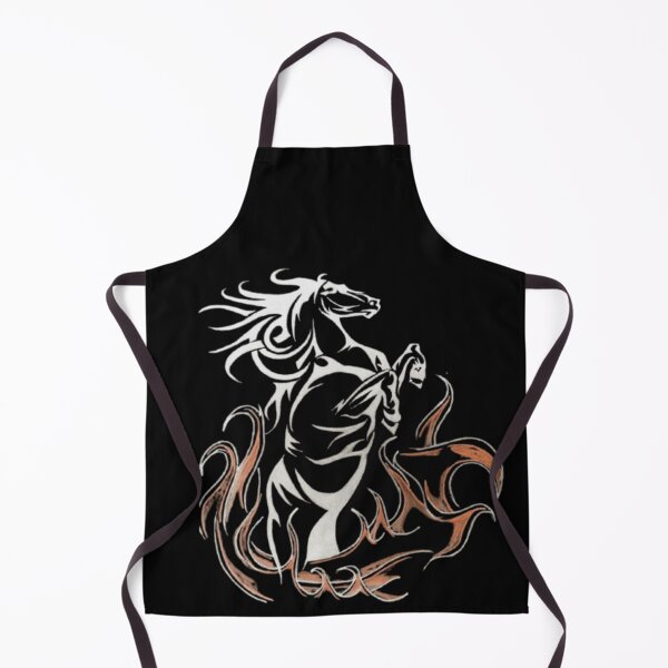 Item preview, Tribal Rearing Horse Flame Dark Ink Art Black Gold Design designed and sold by silversketchh.