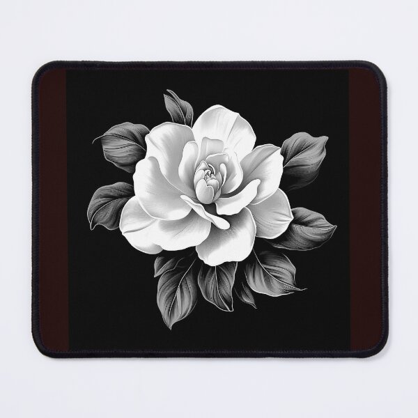 Item preview, Black and White Gardenia Flower | Elegant Monochrome Floral Art designed and sold by inkoutninja.