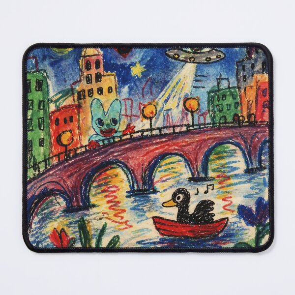 Item preview, Alien City Crayon Drawing Bridge Night Scene designed and sold by Modaozushi216.
