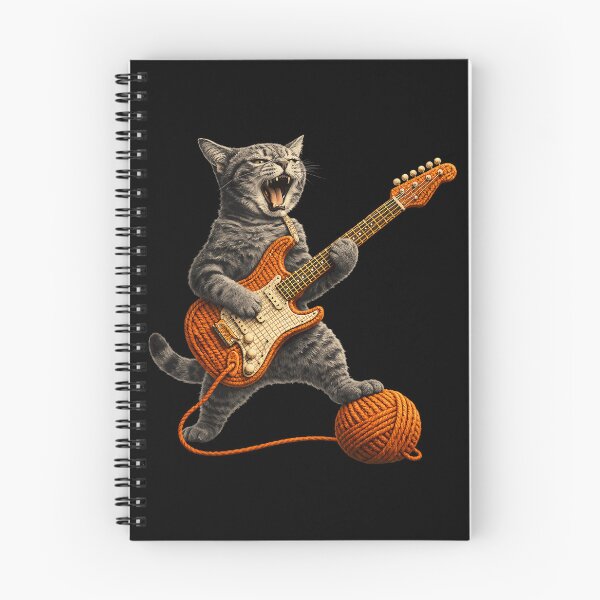 Item preview, Funny Cat Playing Guitar, Rock'n Roll Kitten with Yarn designed and sold by cherylcarney.