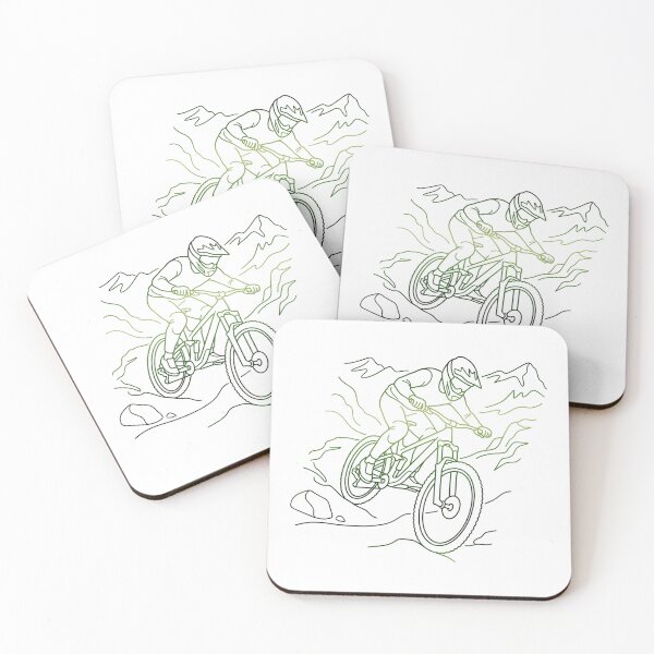 Item preview, Mountain Bike Adventure – Lineart Trail Ride Illustration designed and sold by Herzbaumatelier.